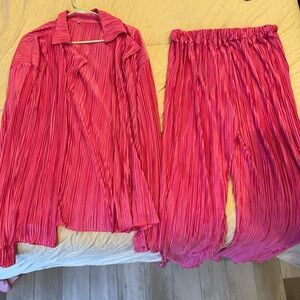 Vibrant Pink Pleated Set